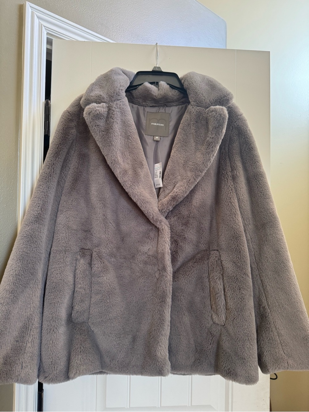 Maurices Plush Teddy Jacket in Light Gray